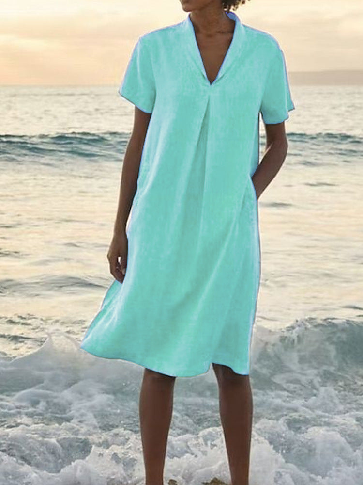 Bettina – Women's V-neck dress with pockets