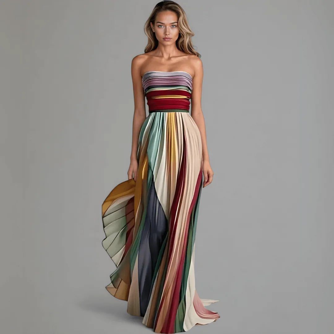 Sunset Symphony strapless maxi dress