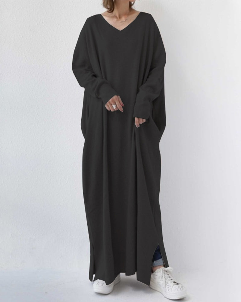 Laluna | Fashionable long-sleeved dress with V-neck