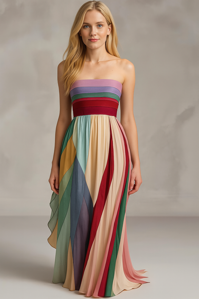 Sunset Symphony strapless maxi dress
