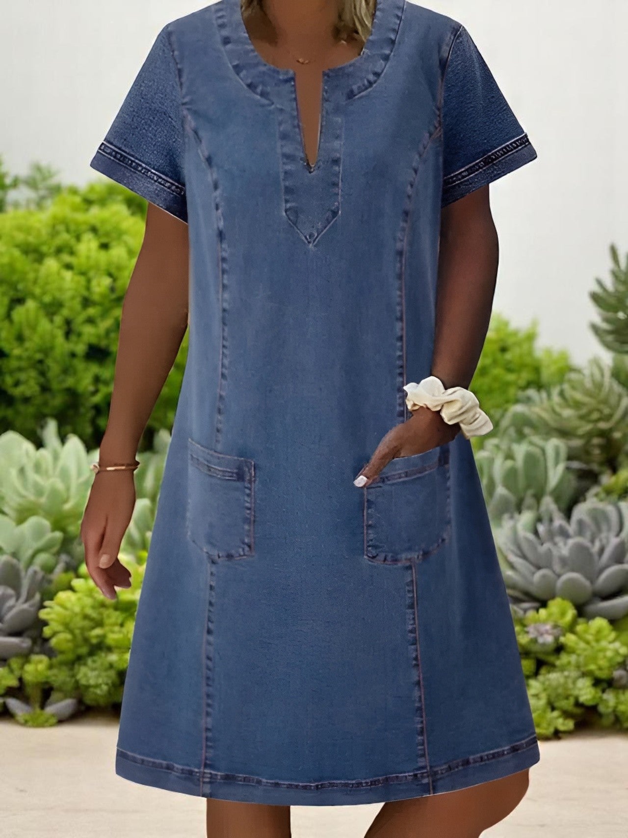 Julia | Soft Denim Dress with Front Pockets 