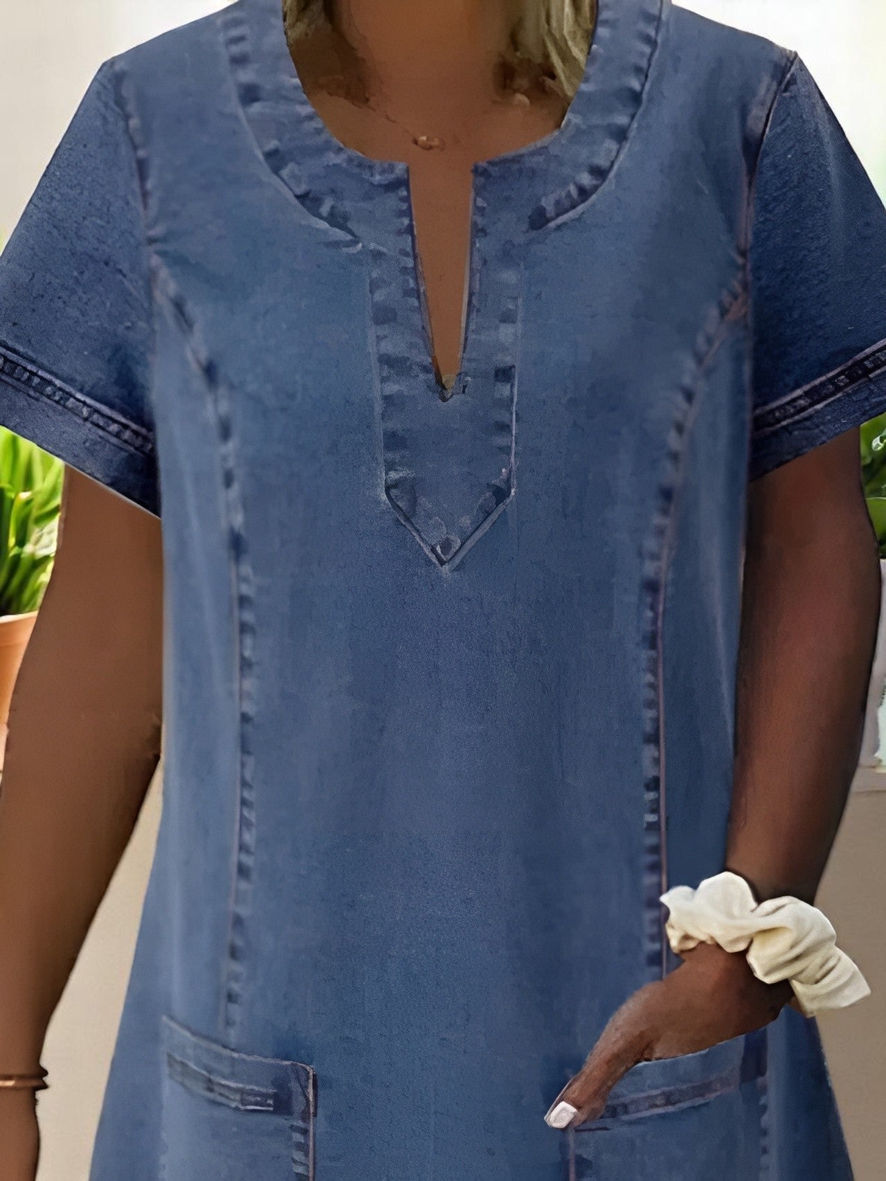 Julia | Soft Denim Dress with Front Pockets 