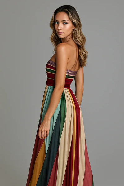 Sunset Symphony strapless maxi dress